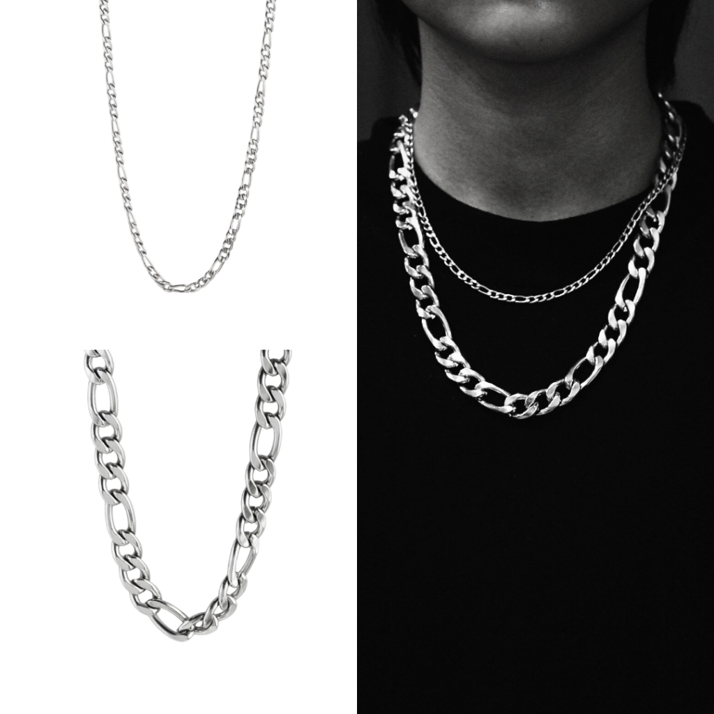 MLS | Figaro สร้อยคอสแตนเลสลายสั้นสลับยาว มี 2 ขนาด