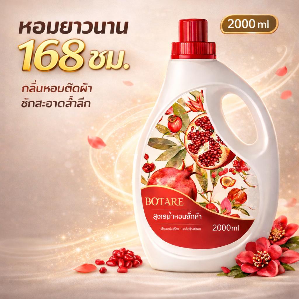 【2KG】Botare ผลิตภัณฑ์ซักผ้ากลิ่นทับทิม หอมยาวนาน ทำความสะอาดล้ำลึก 1ขวด 2000ml