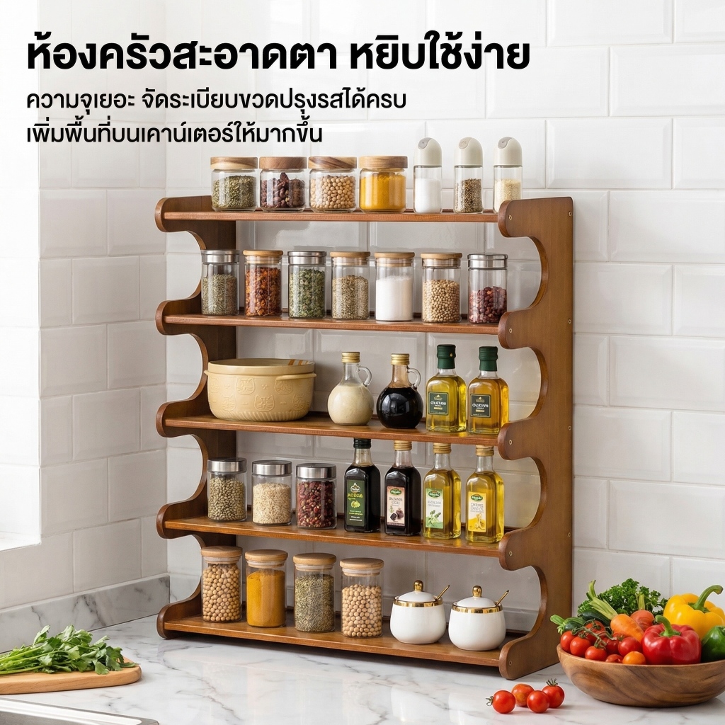 ชั้นวางของในครัว ชั้นวางเครื่องปรุง ชั้นวางของบนเดสก์ท็อป ชั้นวางของบนโต๊ะ จัดระเบียบบนโต๊ะทำงาน รูปที่ 3