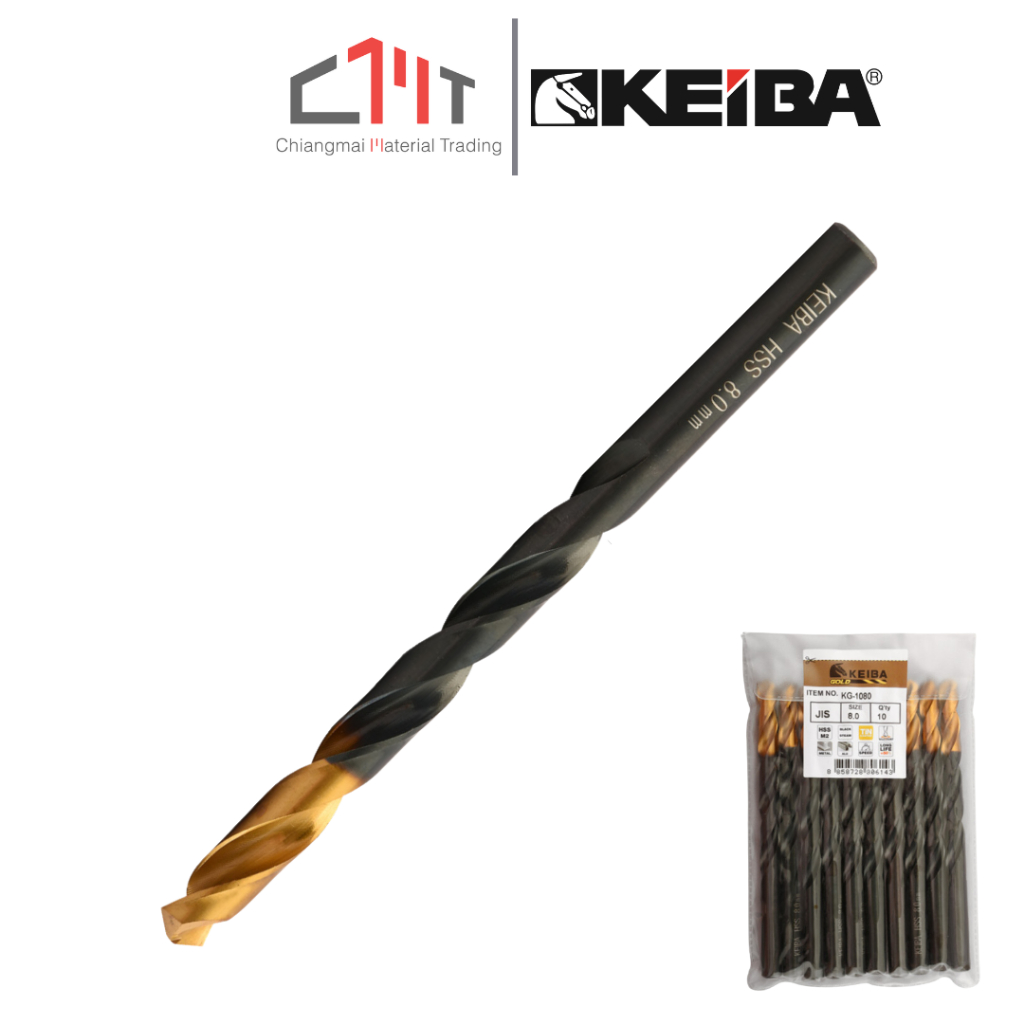 KEIBA Gold ดอกสว่าน สีทอง-ดำ เจาะเหล็ก, อลูมิเนียม HSS M2 ขนาด 1.0 - 7.0 mm. (ราคาต่อดอก)
