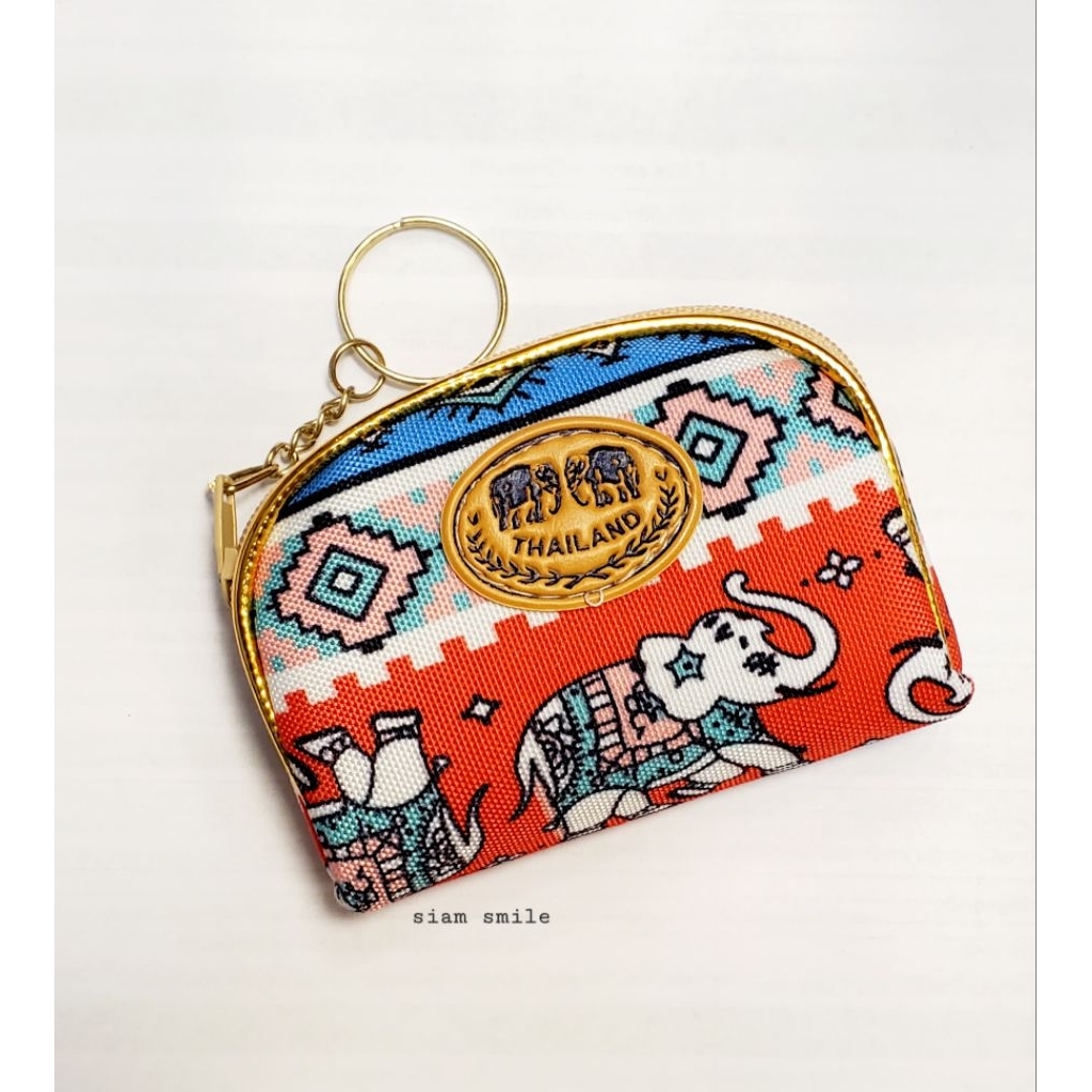 กระเป๋าใส่เหรียญ ลายช้างไทย สินค้าที่ระลึก Thai elephant coin bag