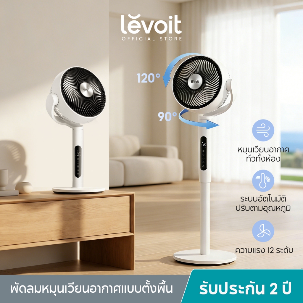 Levoit LPF-R432-WEU Smart Circulator Fan พัดลมหมุนเวียน | ปรับสูง 2 ระดับ + ส่าย 120°+90° | 12 ระดับความเร็ว | เสียงเงีย