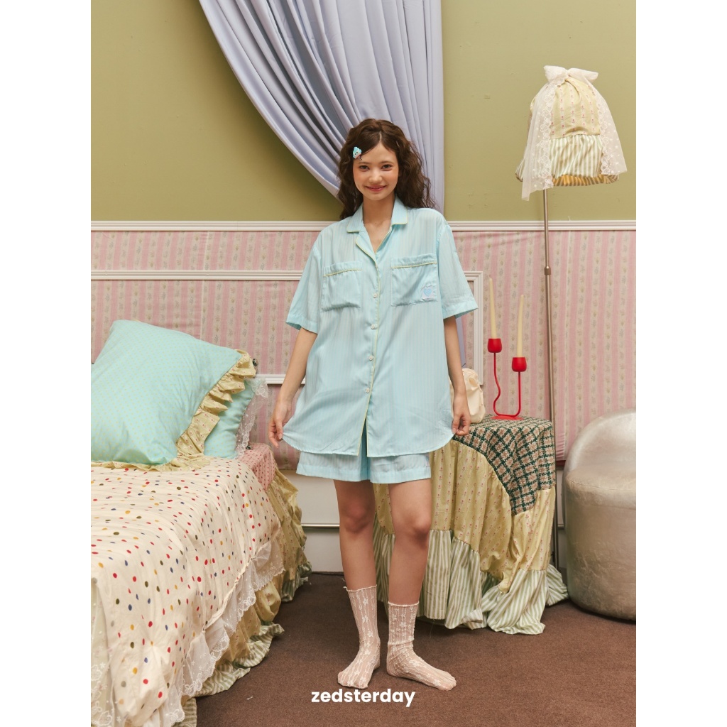 zedsterday | 🩵 basic pajamas ชุดนอนรุ่นเบสิค ลายทาง คู่สีน่ารัก