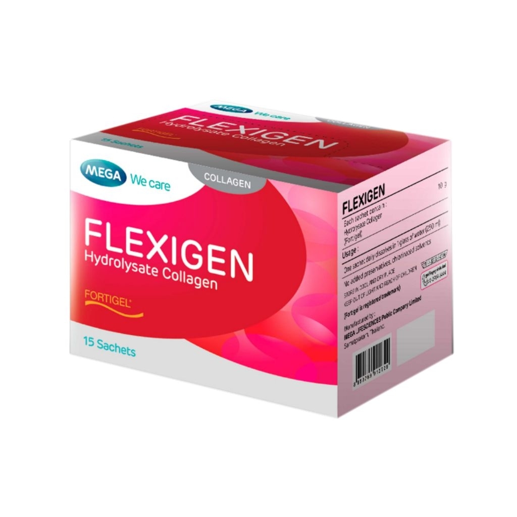 Mega We Care Flexigen เมก้า วี แคร์ เฟล็กซิเจน คอลลาเจนสูตรเฉพาะข้อ 1กล่อง 15ซอง