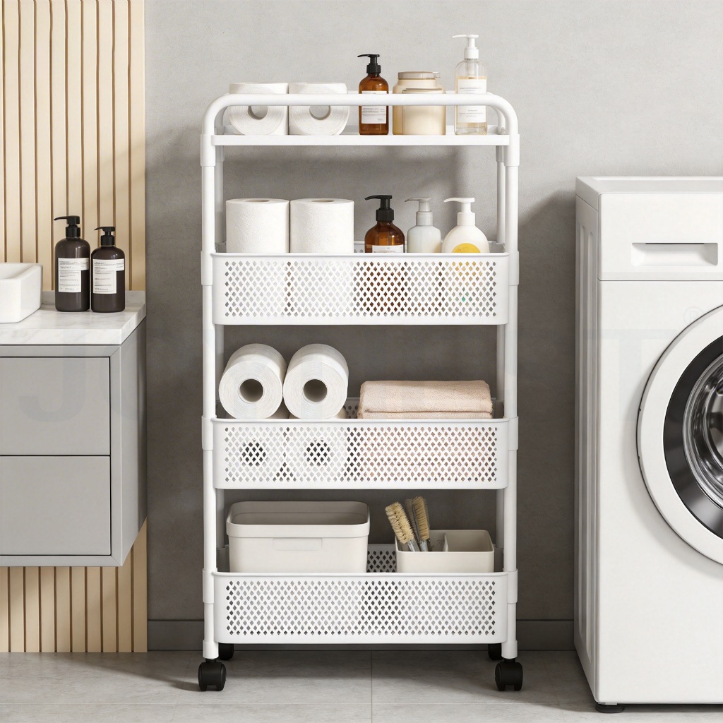 JOYNEST ชั้นวางของแบบมีช่องว่าง 3/4 ชั้น เคลื่อนย้ายได้พร้อมล้อ ชั้นวางของ ช่องว่าง ครัว ชั้นเก็บของ - 3