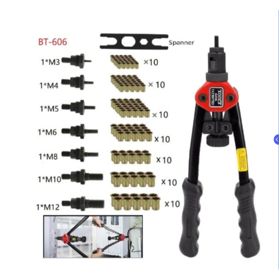 รีเวทนัท M12 rivet nut tool BT607 BT606 ตัวย้ำรีเวทนัท ตัวยิงรีเวทนัท คีมย้ำขนาดหัวยั้มM3 M4 M5 M6 M