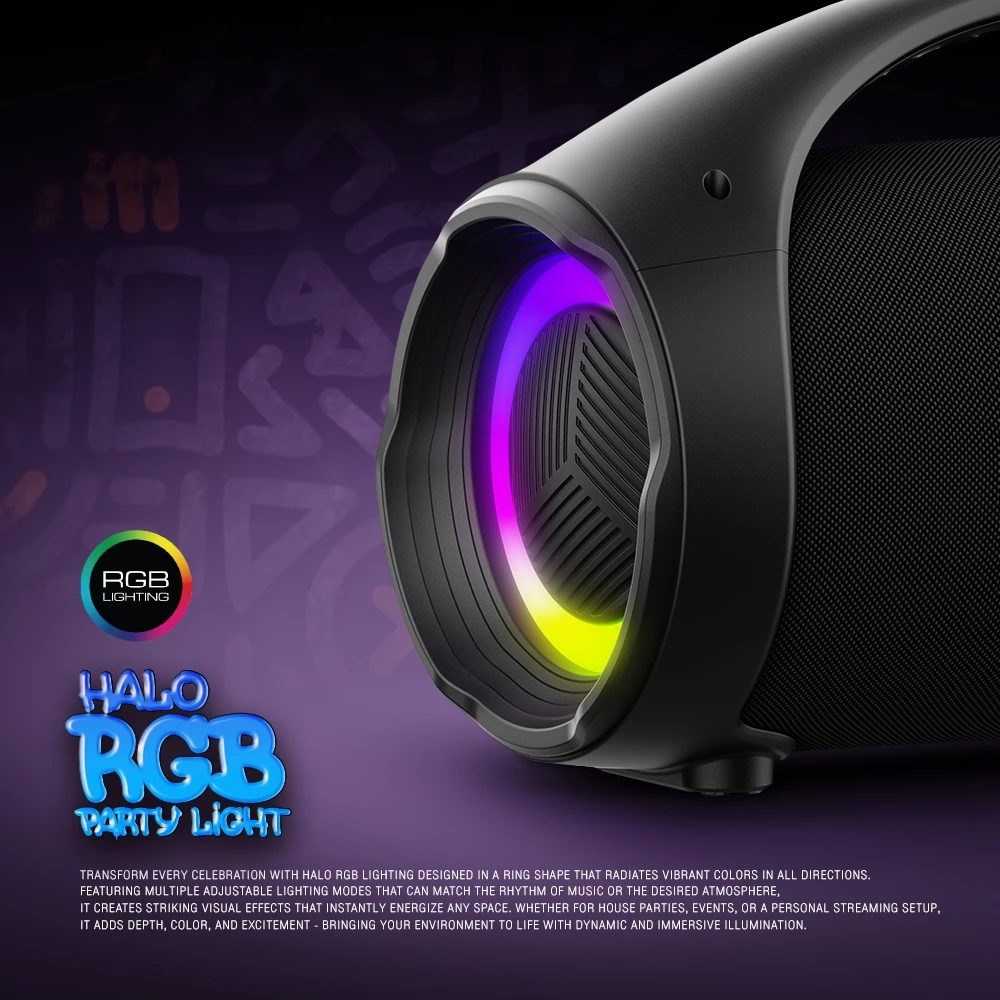 [ส่งฟรี] SAAG NOVA II ลำโพงบลูทูธ 51W เสียงกระหึ่ม ไฟRGB Light Bluetooth 5.3 กันน้ำ IPX5 แบค3000mah TWS Stereo ลำโพงพกพา thumbnail 3