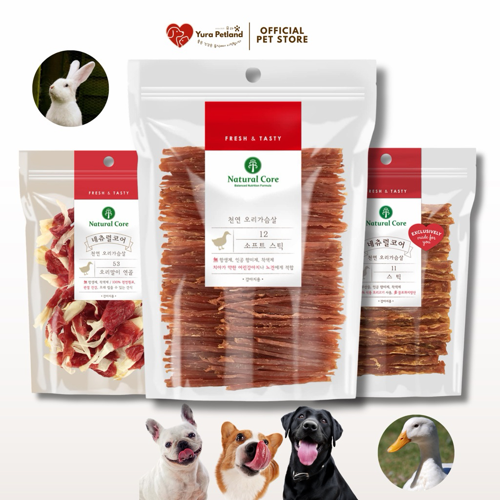 [Duck Breast & Rabbit Ear Roll นำเข้าจากเกาหลี] Natural Core เนื้ออกเป็ด หูกระต่าย อบแห้ง ขนมสุนัข