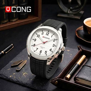นาฬิกาข้อมือผู้ชาย QCONG รุ่น Classic ด้วยดีไซน์หน้าปัดตัวเลขที่อ่านง่ายและชัดเจน