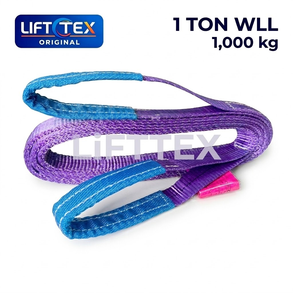 สลิงแบน สายพานยก Lifttex (แท้) กว้าง 35มม. 1,000kg. ยาว1-6เมตร เกรด A (พรีเมียม)  มาตรฐาน USA SF 7:1