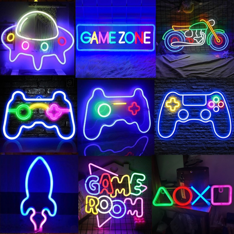 ป้ายไฟนีออนตกแต่งห้องเกมมิ่ง ป้ายรูปจอยเกมไฟไอคอนPlaystationโคมไฟนีออน อะคริลิค ไล่โทนสี สีสันสดใส สําหรับตกแต่งห้องเล่น