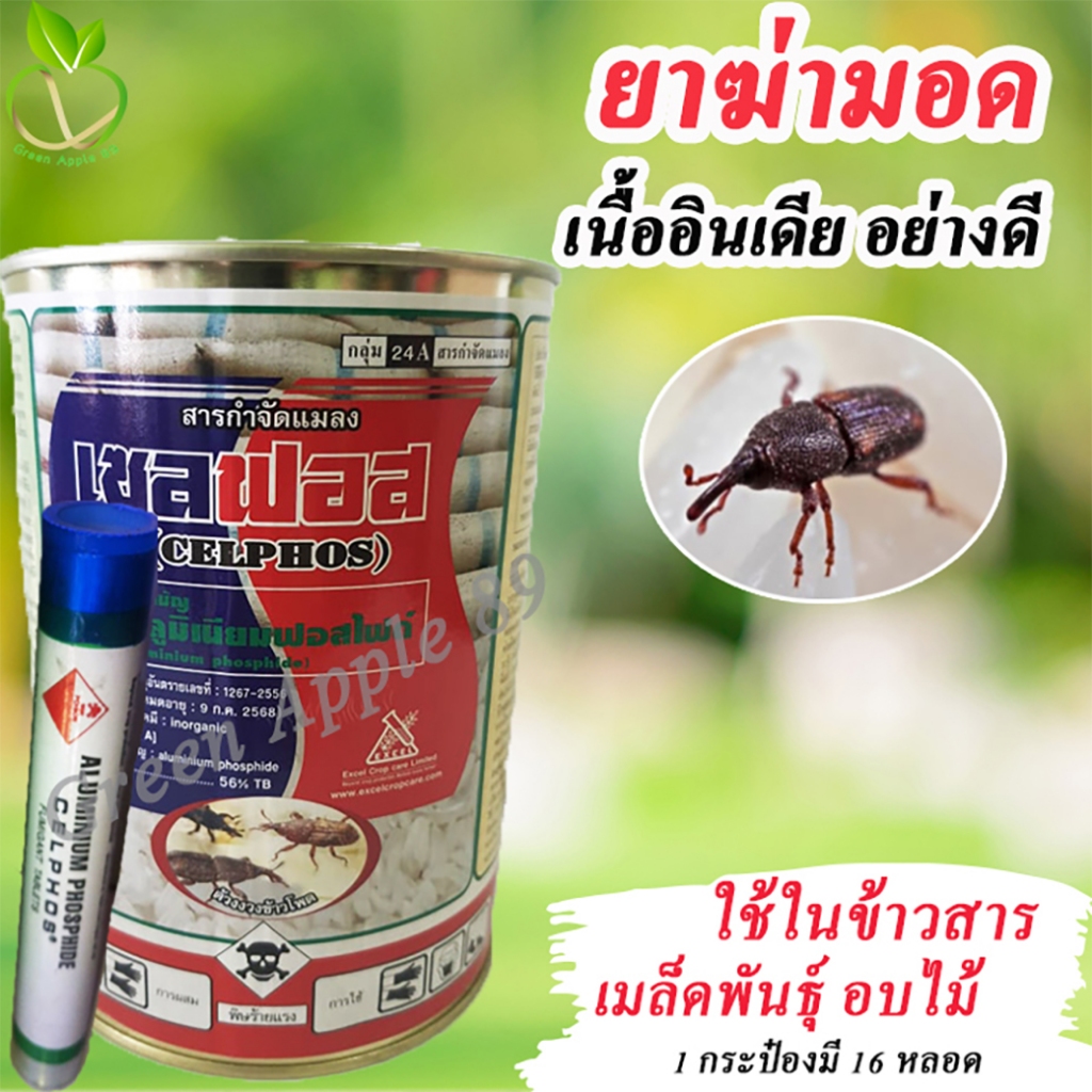 อะลูมิเนียมฟอสไฟด์ เนื้ออินเดียว 1 กระป๋องมี 16 หลอด ยาอบมอด ยาพ่นกำจัดมอด ยาฆ่ามอด ยากำจัดมอด กำจัดมอด  เซลฟอสกระป๋อง