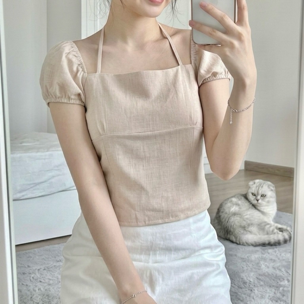 ⭐️อกเย็บ2ชั้น🥯เสื้อคล้องคอแขนตุ้กตา รุ่นนี้สวยหรูเรียกคุณหนูได้เลยค่ะ ทรงน่ารักมากๆ / T2-3 // TOT-คล้องคอ