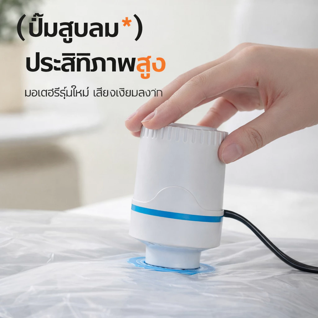 ถุงสูญญากาศเก็บเสื้อผ้า/ผ้านวม ขนาด 50x70 60x80 80x100 ซม. รุ่นหนาพิเศษ แบบใส วัสดุ PA+PE ถุงดูดอากาศ ประหยัดพื้นที่ กัน thumbnail 10