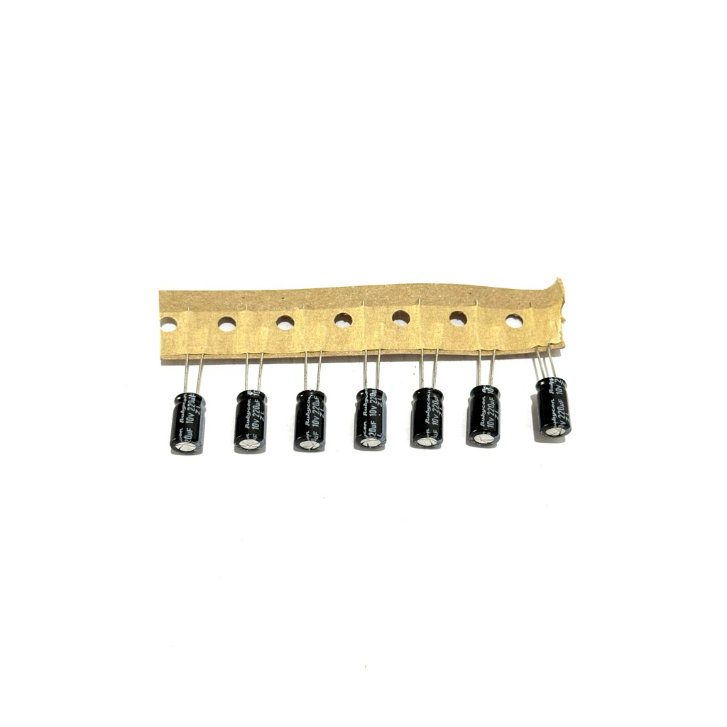 10ชิ้น Capacitor ตัวเก็บประจุ Rubycon 220uF 10V 6*11mm ระยะขา2.5mm