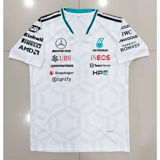 เสื้อF1 เสื้อคอกลมแขนสั้นฟอร์มูล่าวันทีม ปิโตรนาส รุ่น สีขาว #FM0200 พิมพ์ทั้งตัว ไซส์ S-5XL