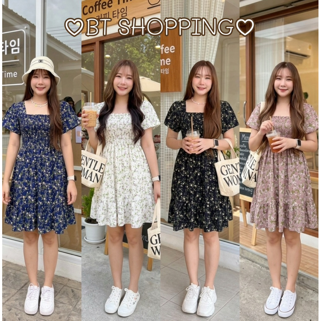 ♥️เตรียมจัดส่ง1-2วัน♥️ NEW 🌸🍀เดรสสั้นลายดอกเข้าใหม่ งานแต่งอกสม็อคยืดสุด 46 นิ้ว งานรับซัมเมอร์สุดๆ งานใส่สบายมาก