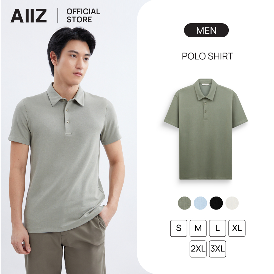 AIIZ เสื้อโปโลผู้ชายแขนสั้นสีพื้น AIIZ Men's Polo Shirt