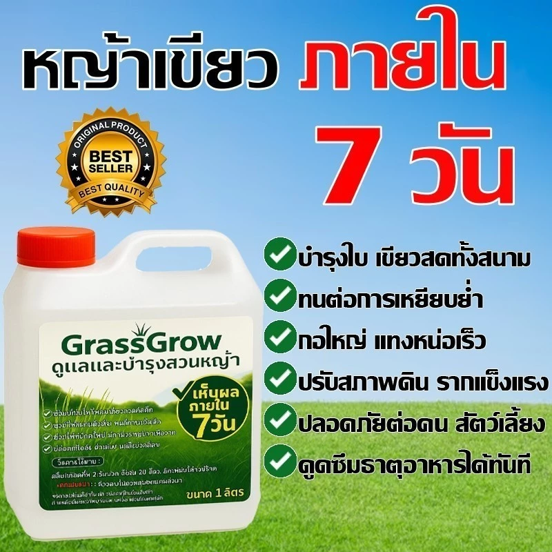 ปุ๋ยน้ำบำรุงหญ้า ให้เขียวสด แก้หญ้าเหลือง ใช้ได้กับหญ้าทุกสายพันธ์ ปลอดภัย บำรุงหญ้าไทเป ปุ๋ยบำรุงหญ้าสนาม