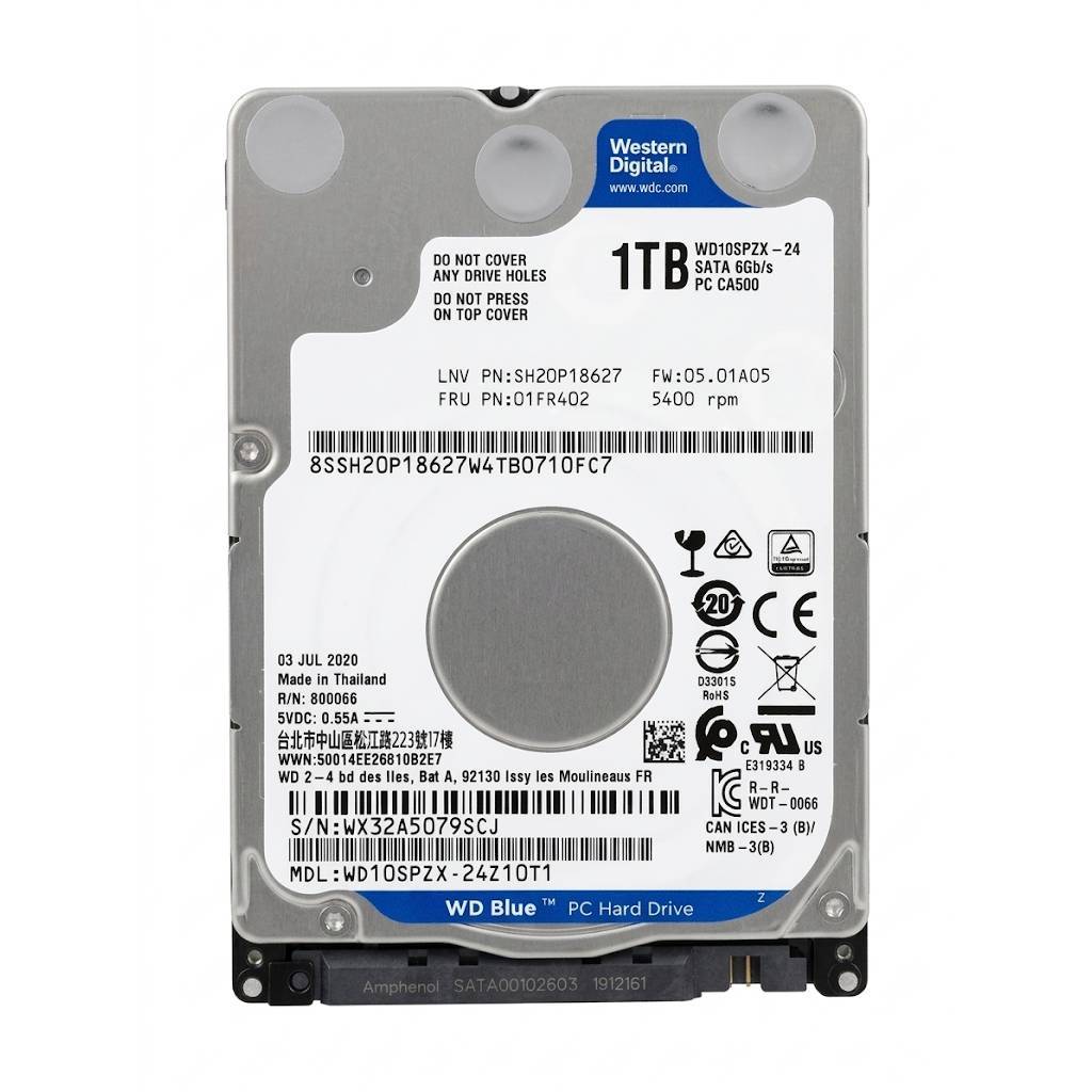 Harddisk 1TB SATA3 Notebook 2.5" ยี่ห้อ WD BLUE รุ่น WD10SPZX
