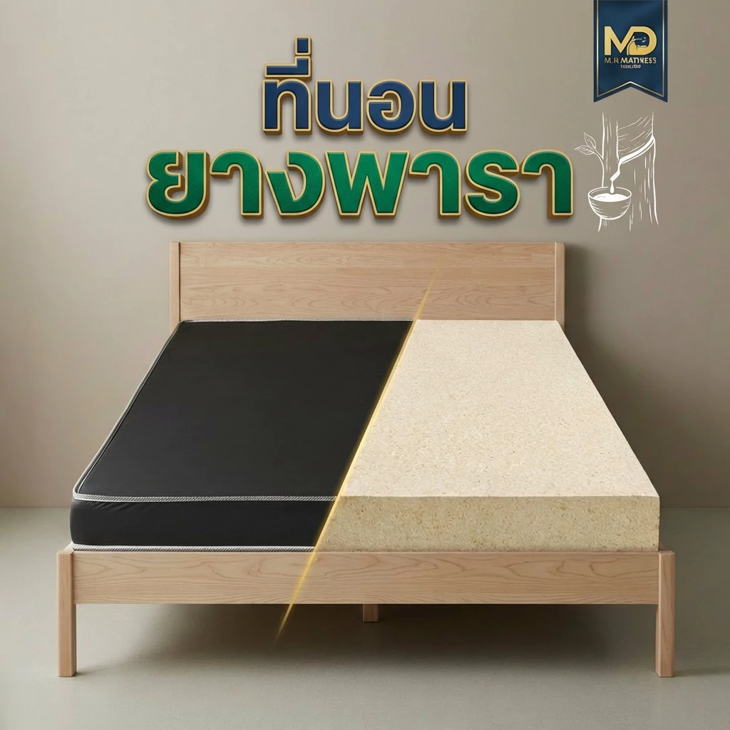 ที่นอนยางพาราอัดแน่นหุ้มผ้า PVC กันน้ำ ขนาด 3/3.5/5/6 ฟุต หนา 4/6/8 นิ้ว