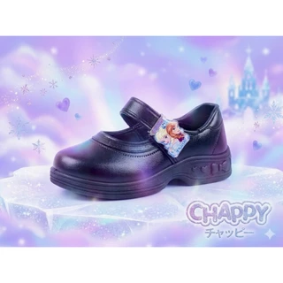 CHAPPY รุ่นเทป มีไฟกระพริบ รุ่นตัวล็อค ลายเจ้าหญิงเอลซ่า รองเท้านักเรียนหญิง หนังดำ CF-267 CF-2569 สีขาว CF-2566