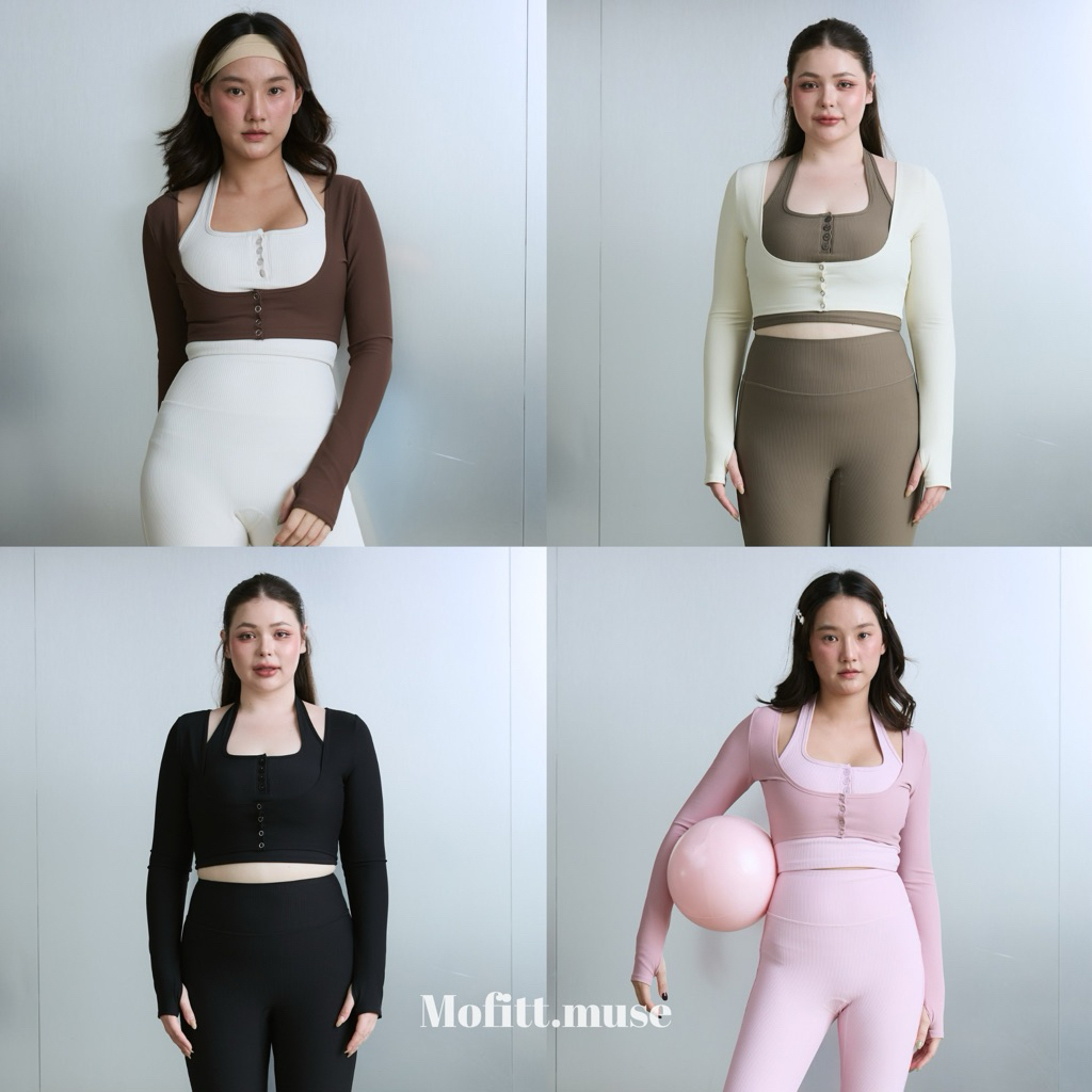 Mofitt.muse|Muse Layer Top เสื้อครอปแขนยาวคลุม สปอร์ต ใส่โยคะ พิลาทิส ฟิตเนส ผ้ายืดนุ่ม