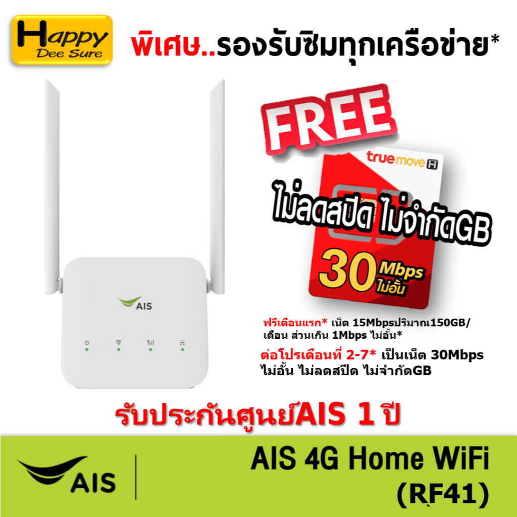 AIS 4G Hi-Speed HOME WiFi  RF41 ใส่ซิมได้ Lot พิเศษ รองรับทุกเครือข่าย* รับประกันศูนย์ ตัวเลือก 5 แบบ Tp-link , Tenda