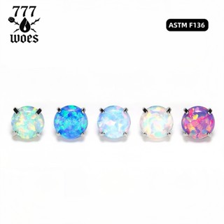 G23เกรดแพทย์ไทเทเนียมโอปอลทรงกลมแบบสี่ก้ามต่างหูจิวหูกระดูกอ…