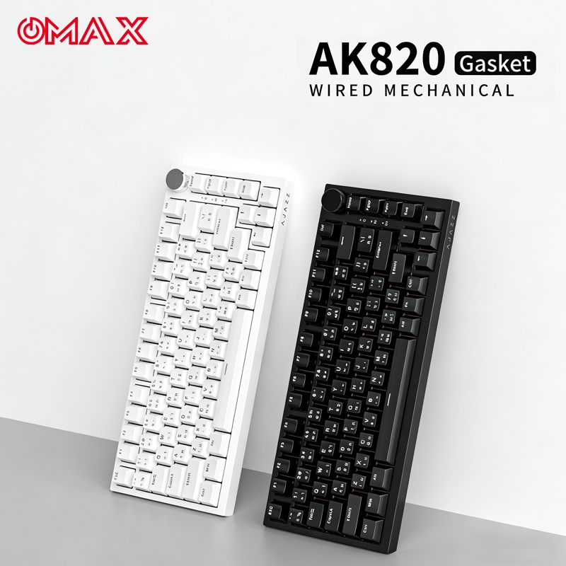 OMAX คีย์บอร์ดเกมมิ่ง Ajazz AK820 82Key Gasket Hotswap Wired Mechanical Keyboard