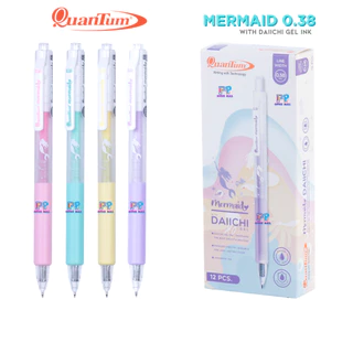 Quantum (ควอนตั้ม) ปากกาเจล ปากกา daiichi รุ่น Mermaid หมึกน้ำเงิน ขนาดหัว 0.38 มม.กันน้ำ ( 12 ด้าม / กล่อง คละสี )