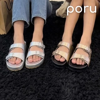 [ส่งฟรี]PORU รองเท้าแตะผู้หญิงแฟชั่นสไตล์เกาหลี โฮโลแกรม พื้นนุ่มพิเศษ ปรับสายได้ ไซส์ 36-40
