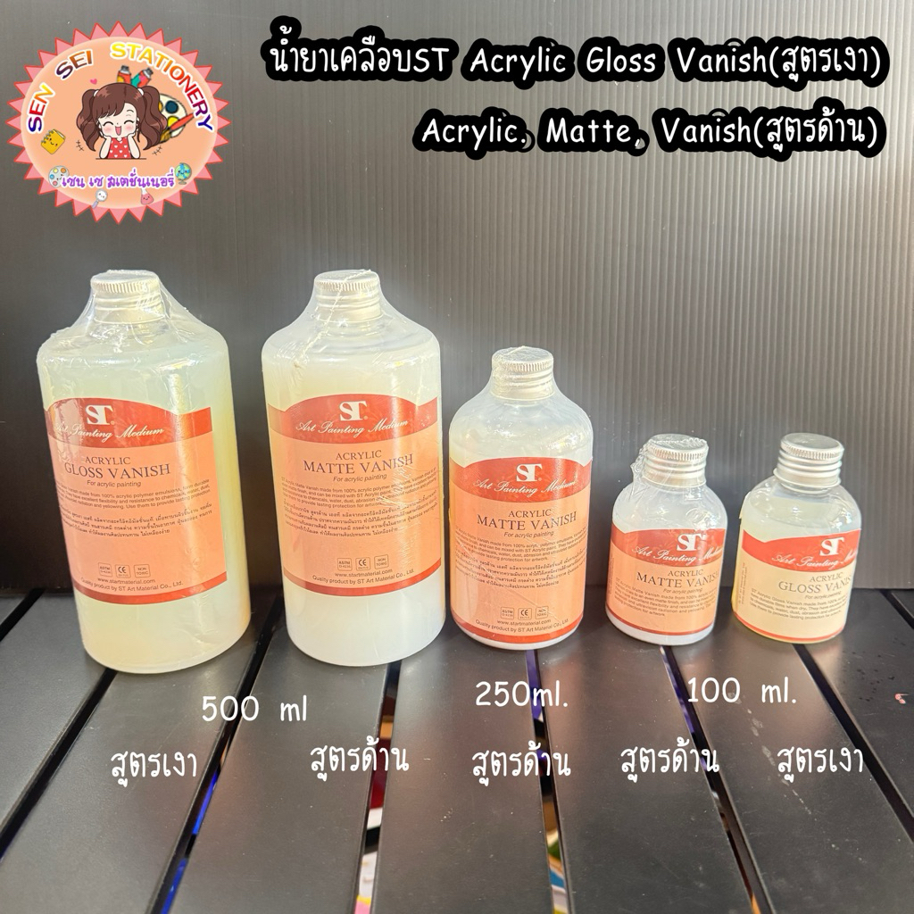 น้ำยาเคลือบST Acrylic Gloss Vanish(สูตรเงา) Acrylic. Matte, Vanish(สูตรด้าน)