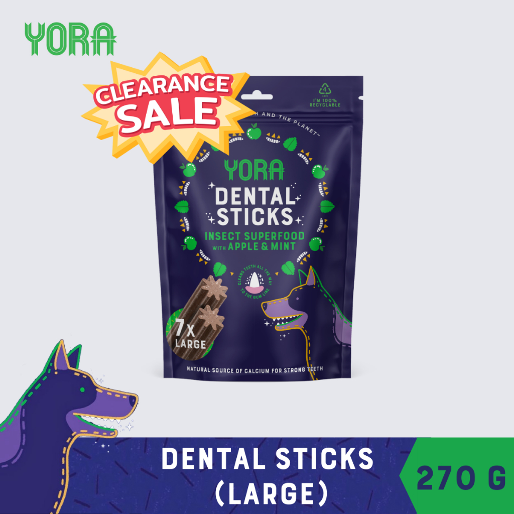 [CLEARANCE] YORA Dog Dental Sticks Large with Apple & Mint 270g โยรา ขนมขัดฟัน สำหรับสุนัขสายพันธุ์ก