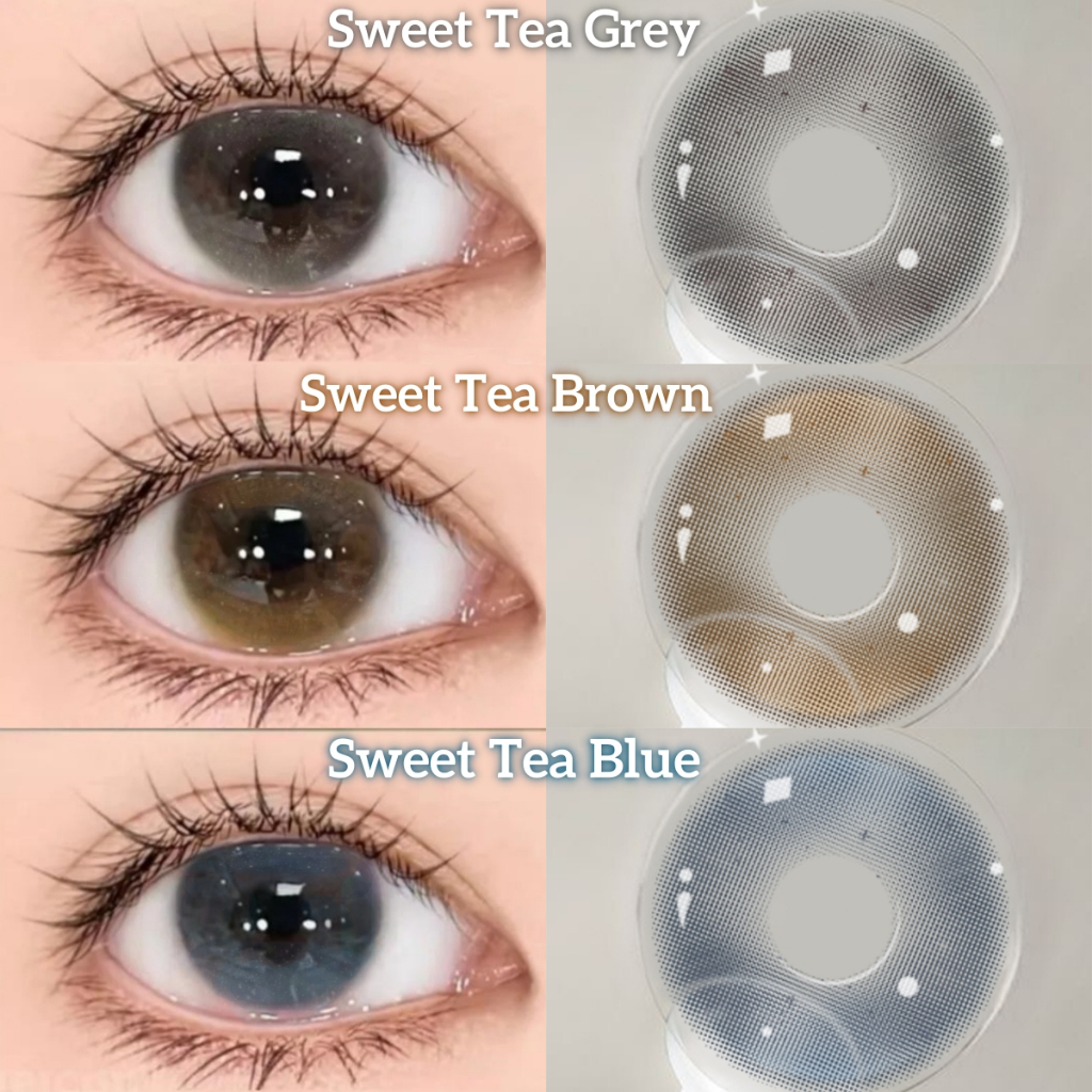 MIDROO คอนแทคเลนส์ 0.00-4.00 ไร้ขอบ ขยายรูม่านตา Sweet Tea Lens-14.2mm รายเดือน 1คู่