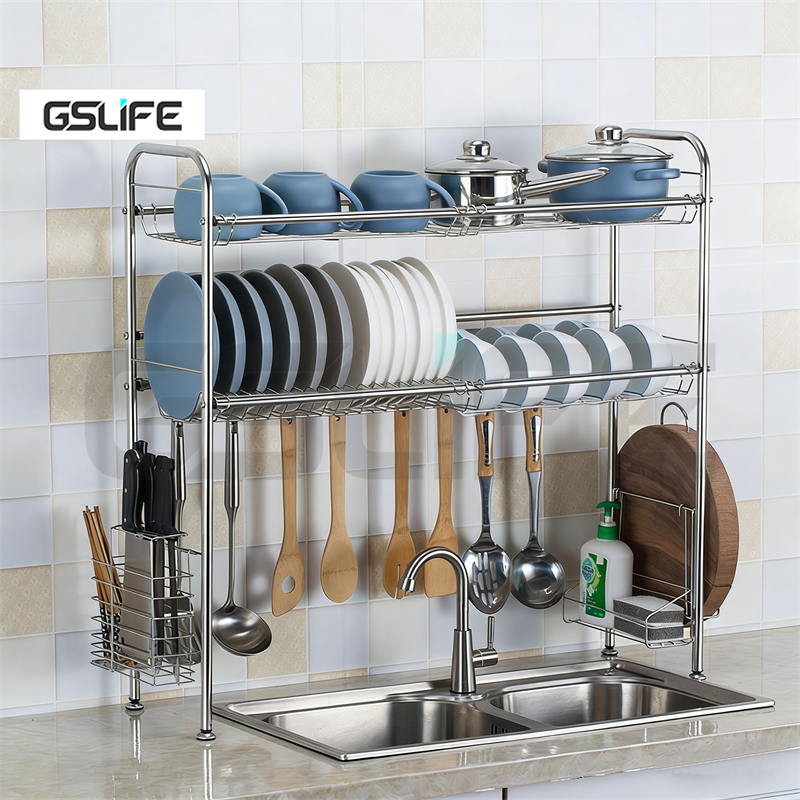 GSlife ชั้นวางจาน 2ชั้น ที่คว่ำจาน  60/80/90/100ซม สแตนเลส ชั้นวางของในครัว