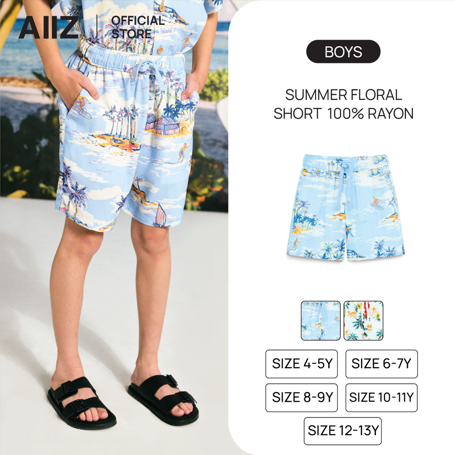 AIIZ (เอ ทู แซด) - AIIZ กางเกงเด็กขาสั้น ลายซัมมเมอร์ ผ้าเรยอน 100% AIIZ Kids’ Summer Floral Shorts 