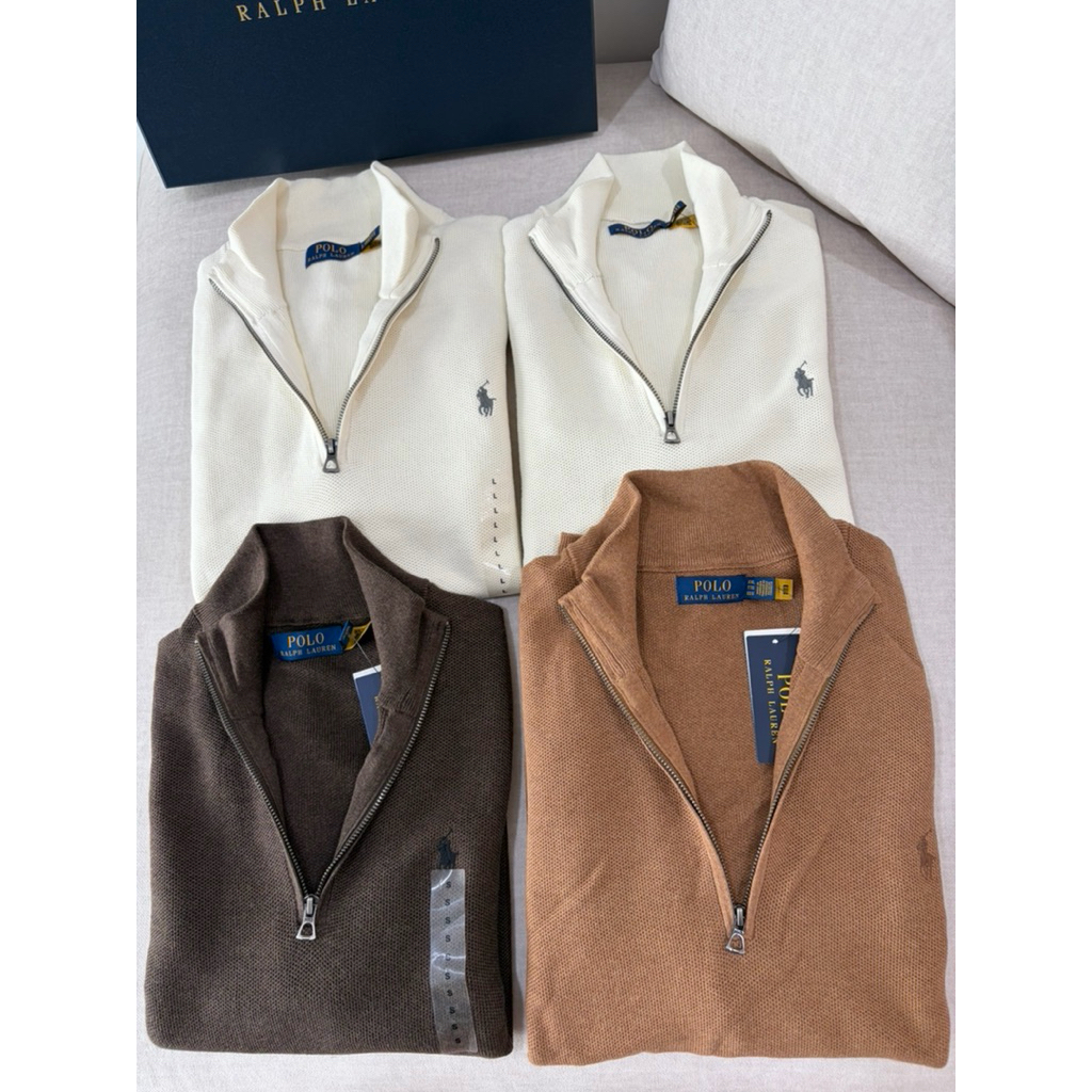 Polo Ralph Lauren Mesh-knit Cotton Quarter-zip Sweater Pima cotton