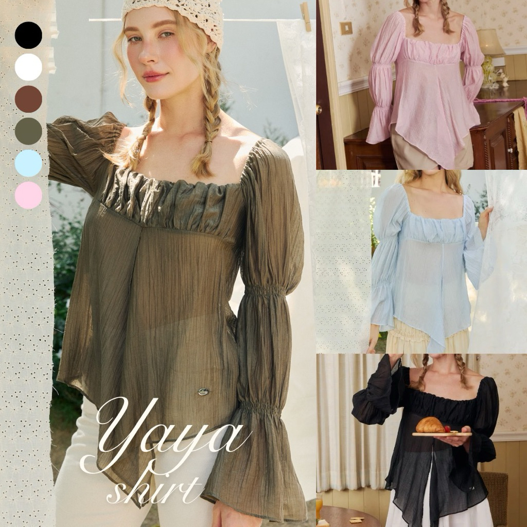 (6สี 3ไซส์) YAYA SHIRT เสื้อเชิ้ตแขนยาว เสื้อญาญ่า - MESAVE