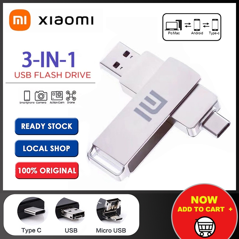 Kingston flashdrive แฟลชไดรฟ์ Usb 3.0 1TB/2TB 3 in 1 Otg Pendrive สําหรับ iPhone อุปกรณ์จัดเก็บข้อมู