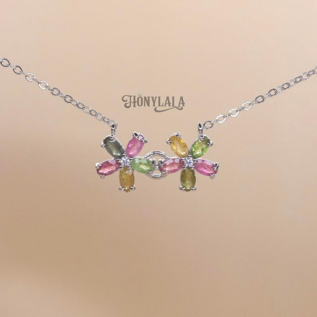 TMN38สร้อยคอ พลอยธรรมชาติแท้ ทัวร์มาลีน I  ปรับขนาดได้ | ซื้อ 1 แถม 2 แถมกล่องหนัง แถมเครื่องประดับ 