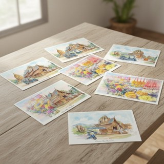 [คุ้มมาก!] โปสการ์ด 10 แผ่น ภาพวาดสีน้ำวัดเชียงใหม่ (แถมฟรี …