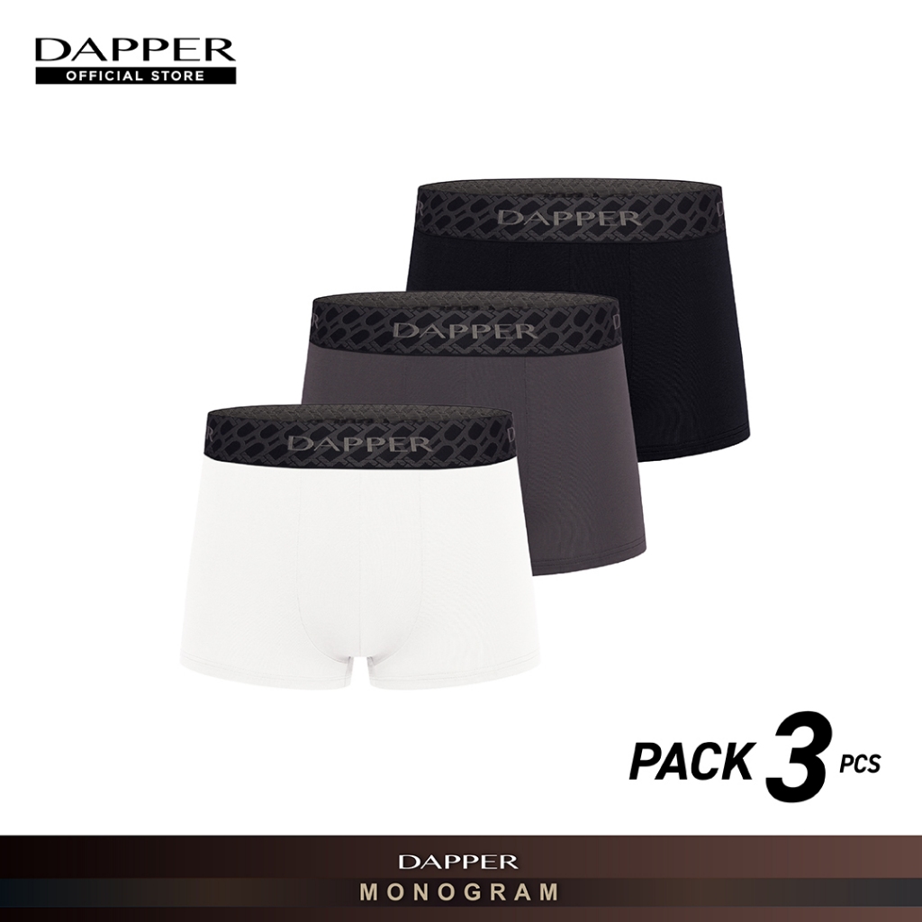 DAPPER แพ็ค 3 ชิ้น กางเกงชั้นในชาย DAPPER Monogram ทรง Trunks (UB2/017E)