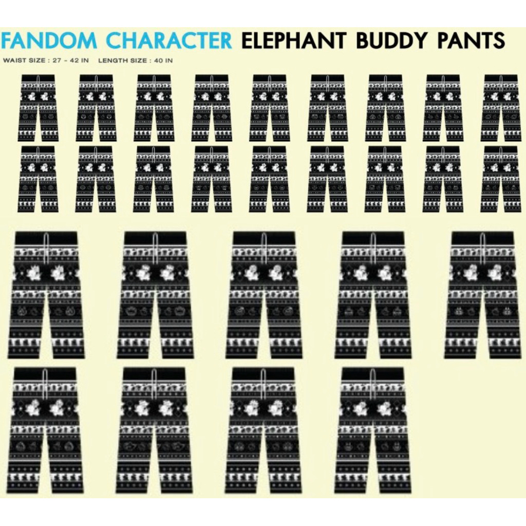 กางเกงช้าง FANDOM CHARACTER ELEPHANT BUDDY GMMTV PERMPOON Wesley Jummo Domiia AVOCEAN Ceri any POLCA
