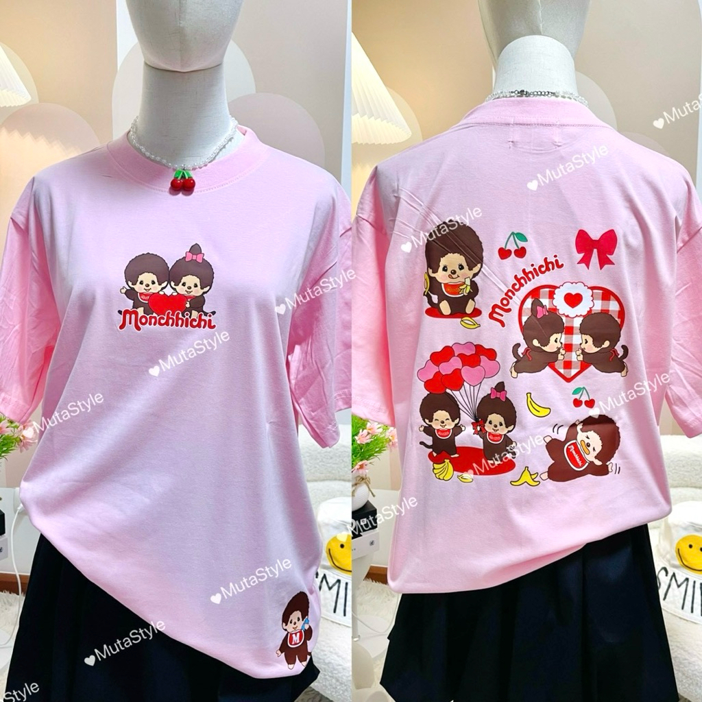 ◡̈ เสื้อป้ายJust ลายมอนชิหน้าหลัง /อก44”