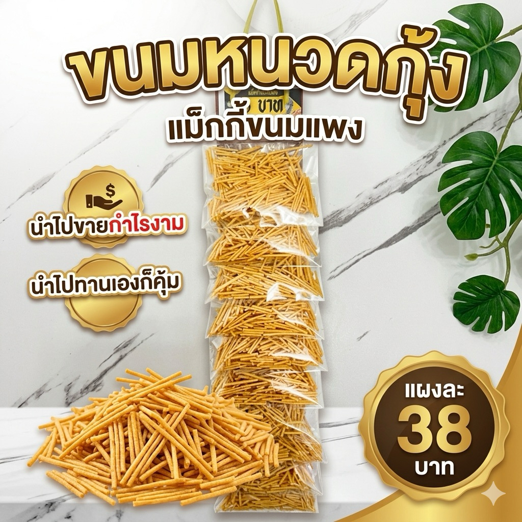 ขนมหนวดกุ้ง ข้าวโพดเส้นอบกรอบรสบาบีคิว
