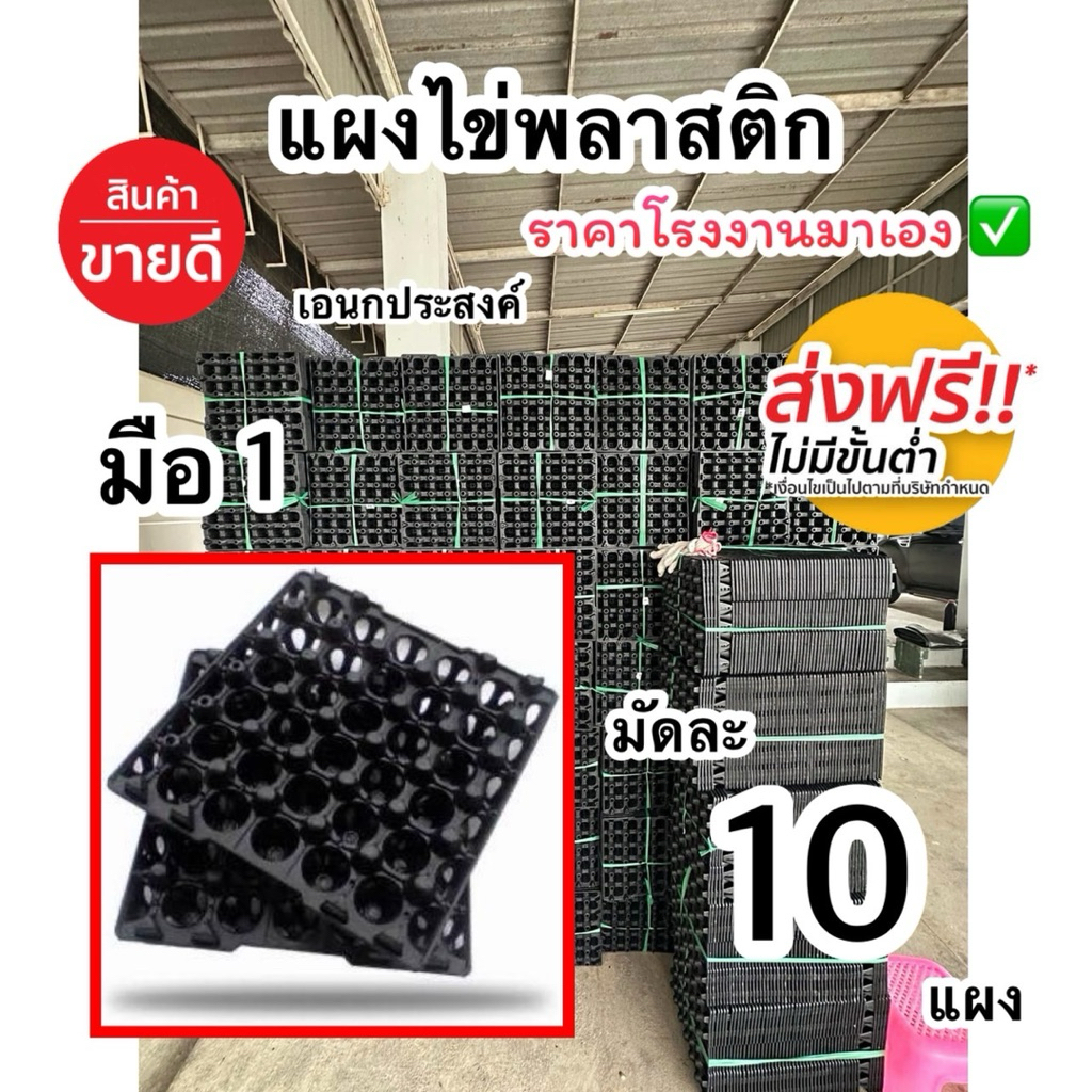 แผงไข่(พลาสติก) ชุดละ10ชิ้น มือ1 สินค้าพร้อมส่งฟรี ถาดไข่พลาสติกสีดำ แข็งแรง ทนทาน ผลิตจากเม็ดพลาสติกเกรดดี