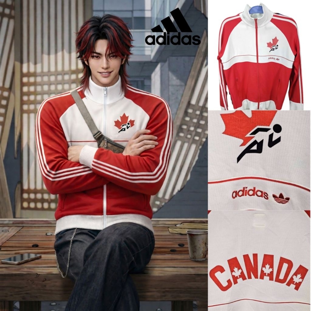 Adidas Vintage Canada Tracktop 2004 เสื้อวอร์ม adidas แคนาดาแดงขาว 🇨🇦 lookism Na Jaegyeon ตัวฮิตในเก