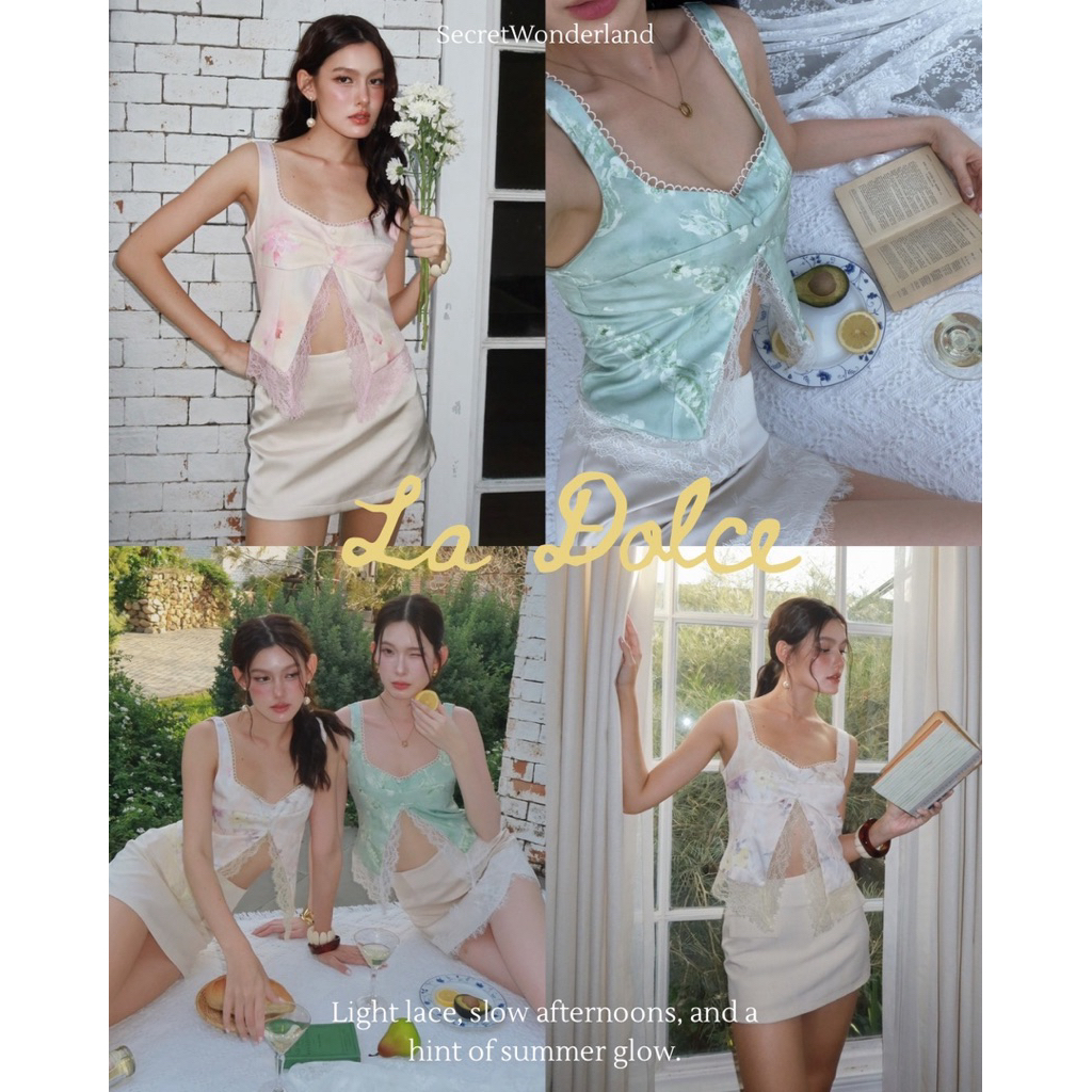 La dolce เสื้อผ่าชายลูกไม้