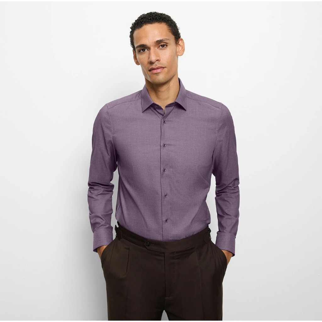 OLYMP LEVEL FIVE SHIRT เสื้อเชิ้ตผู้ชายแขนยาว ทรงพอดีตัว Body fit  สีม่วง SPRI26